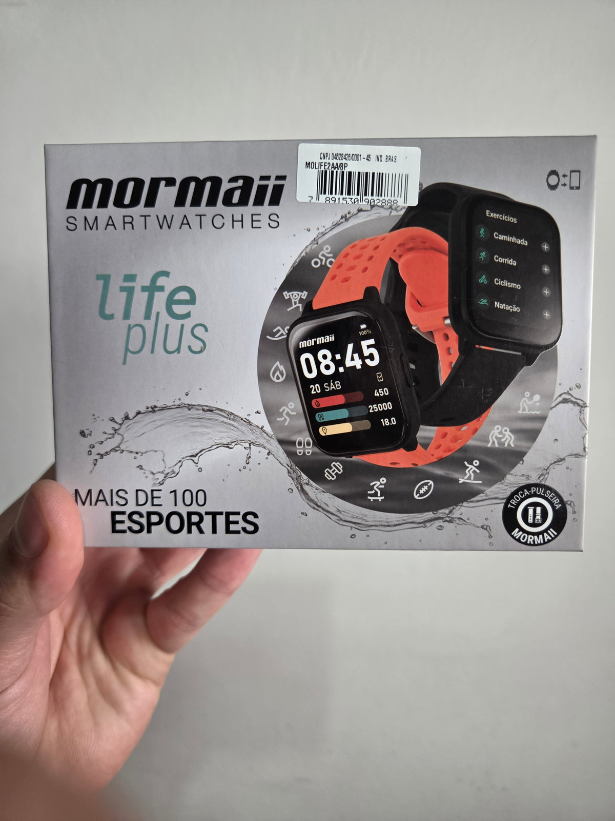 SMARTWATCH MORMAII LIFE PLUS MOLIFE2AA8P PRETO COM PULSEIRA EXTRA LARANJA