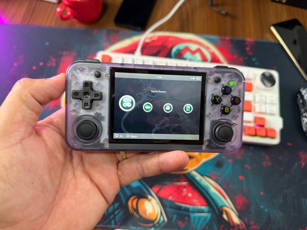VIDEO GAME PORTATIL RETRÔ ANBERNIC RG35XX H TELA IPS 3.5 DUPLO ANALOGICO WI-FI BLUETOOTH HDMI 64GB