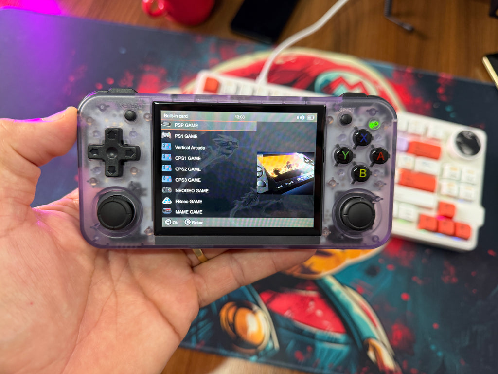 VIDEO GAME PORTATIL RETRÔ ANBERNIC RG35XX H TELA IPS 3.5 DUPLO ANALOGICO WI-FI BLUETOOTH HDMI 64GB