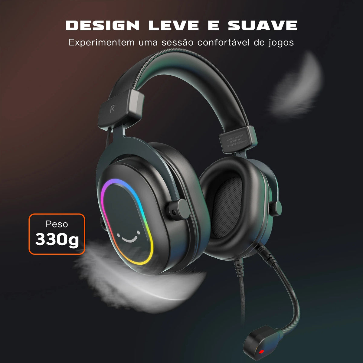 Headset Gamer FIFINE H6 RGB 7.1 Virtual com Microfone Removível