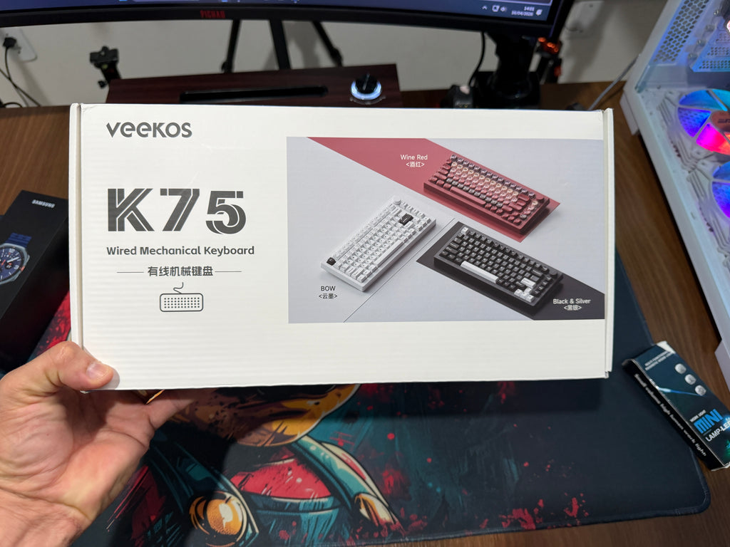 TECLADO MECÂNICO Veekos K75 – 75%, RGB, HOT SWAP E GASKET COM KNOB!