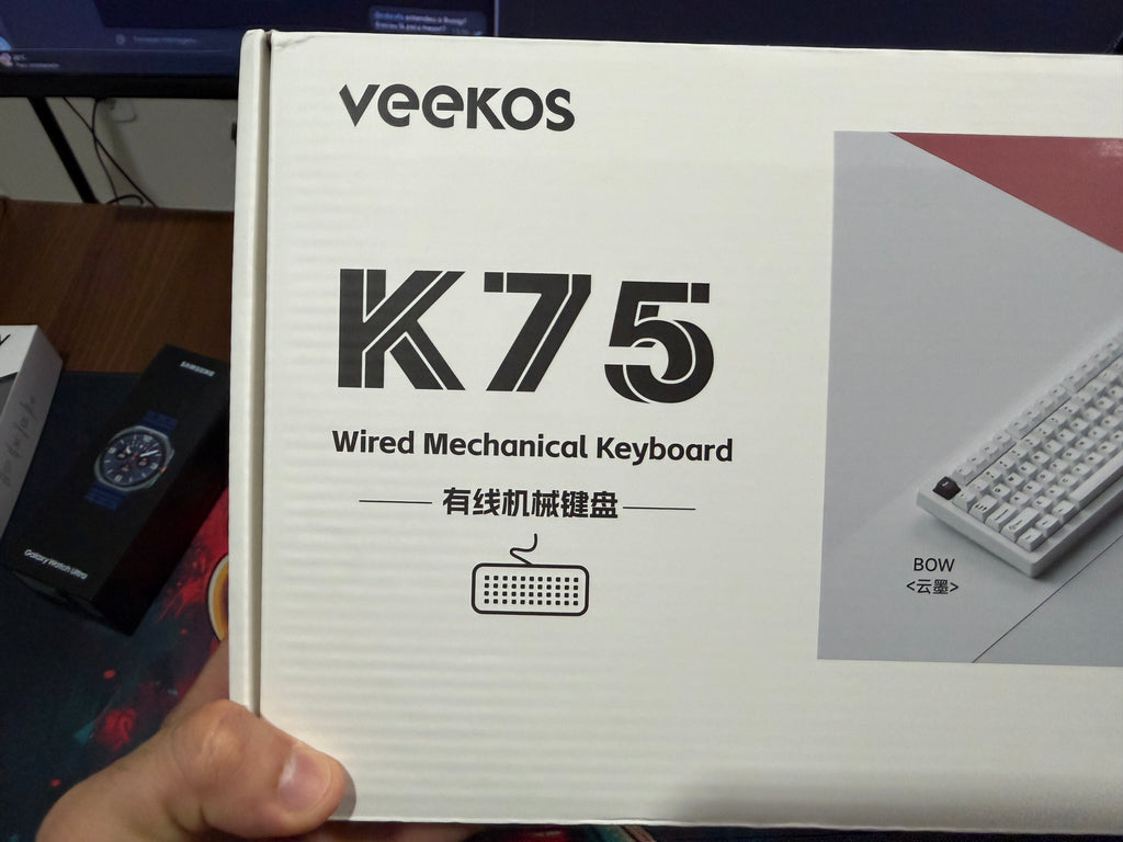 TECLADO MECÂNICO Veekos K75 – 75%, RGB, HOT SWAP E GASKET COM KNOB!