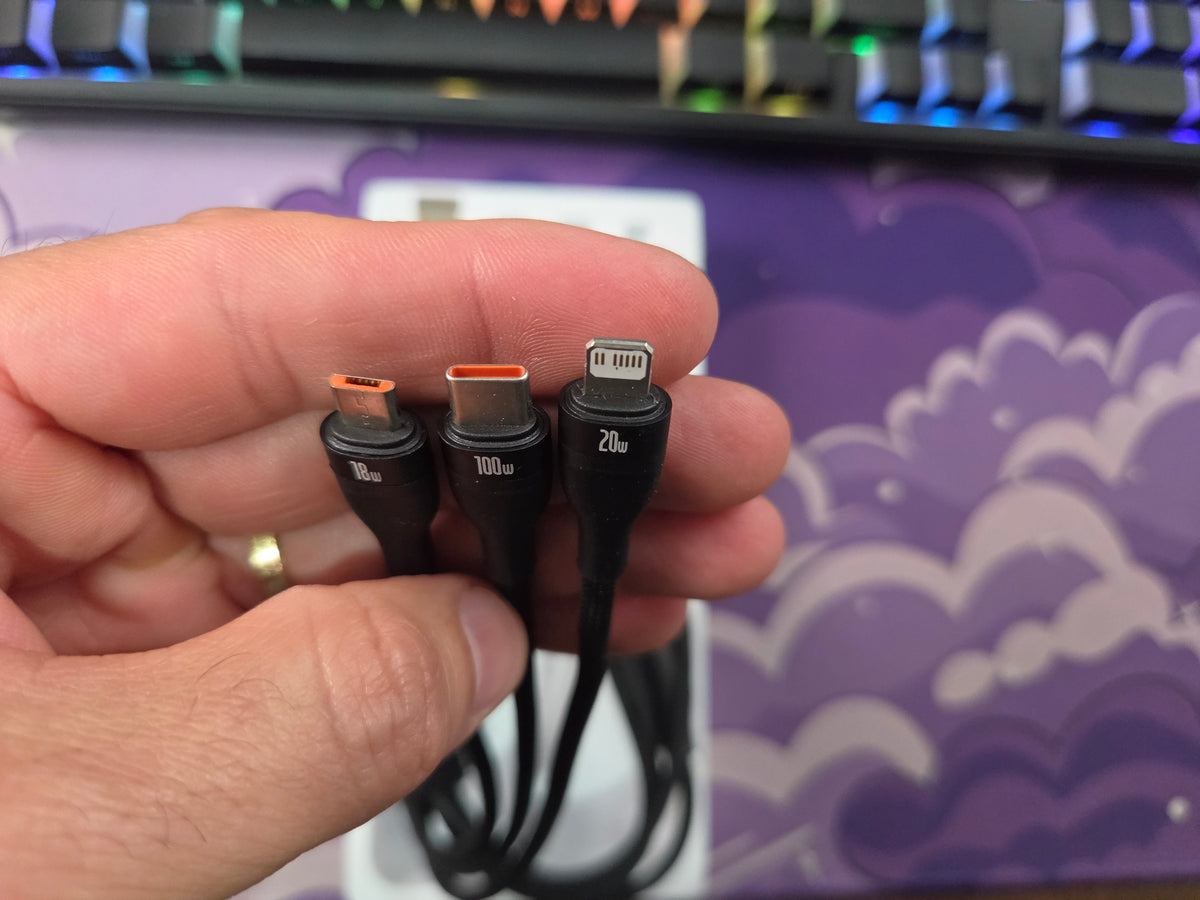 CABO BASEUS 3 EM 1 100W USB-A/USB-C LIGHTNING MICRO 1.2M