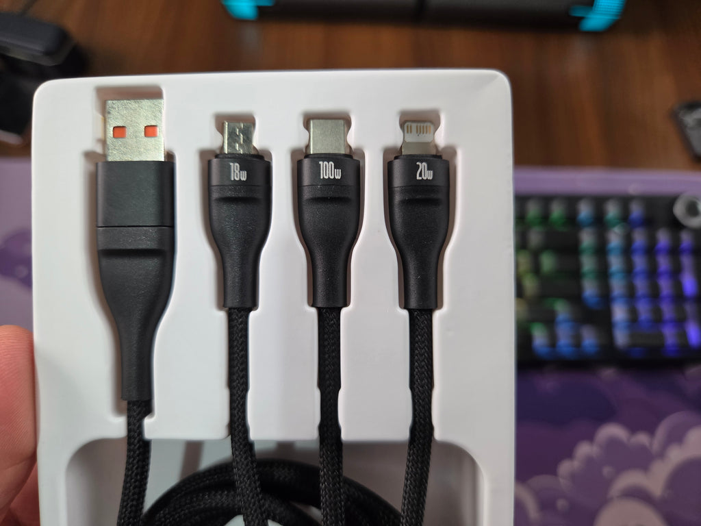 CABO BASEUS 3 EM 1 100W USB-A/USB-C LIGHTNING MICRO 1.2M