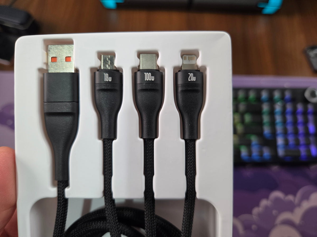 CABO BASEUS 3 EM 1 100W USB-A/USB-C LIGHTNING MICRO 1.2M