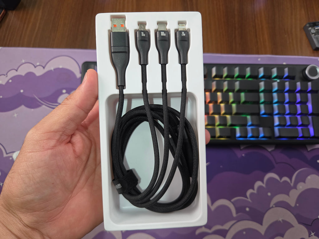 CABO BASEUS 3 EM 1 100W USB-A/USB-C LIGHTNING MICRO 1.2M