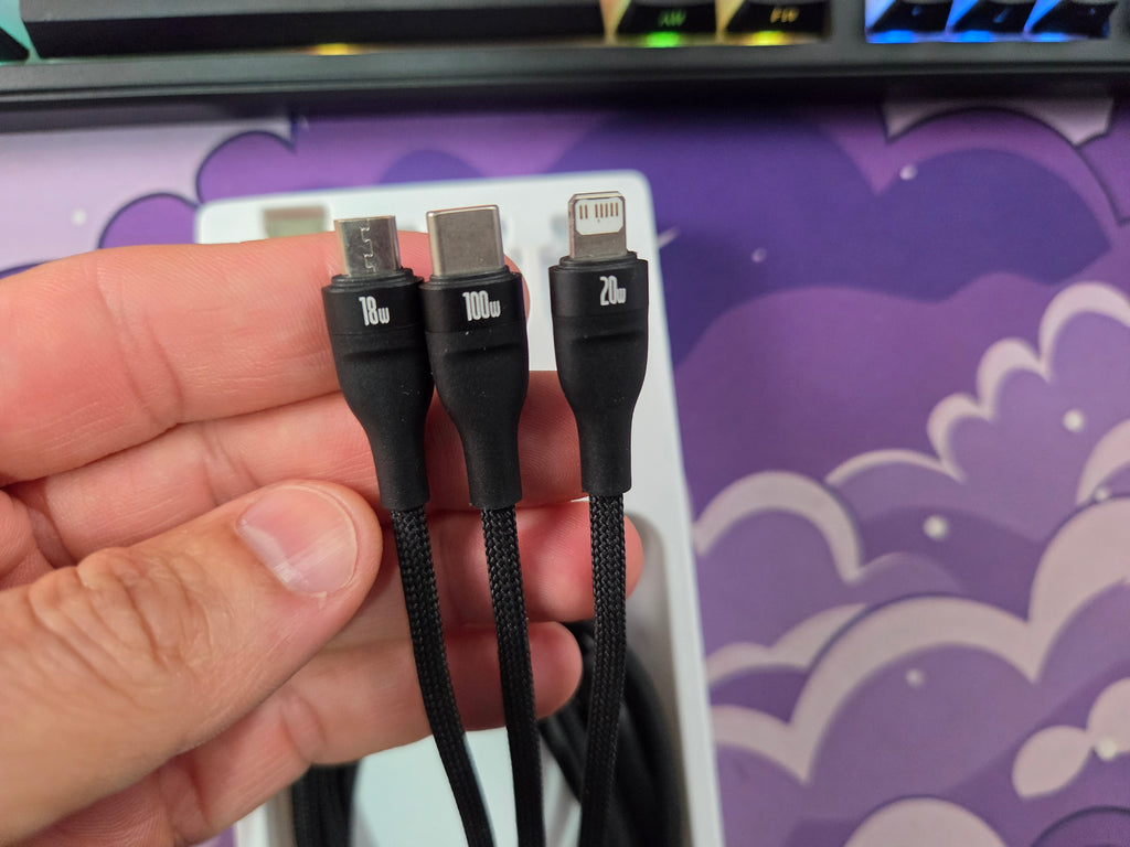 CABO BASEUS 3 EM 1 100W USB-A/USB-C LIGHTNING MICRO 1.2M