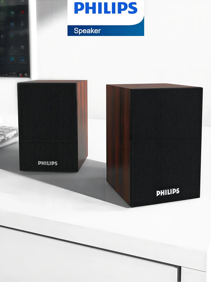 Caixa De Som Bluetooth Speaker Philips 2000series Spa20 - Acabamento Madeira